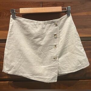 Anthropologie Cream Button-Front Linen Skort